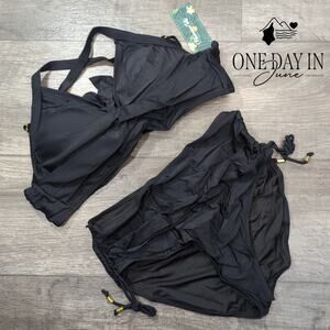 Blooming Jelly Twist Front Tie Back Drawstring Bikini Swimsuit Size M